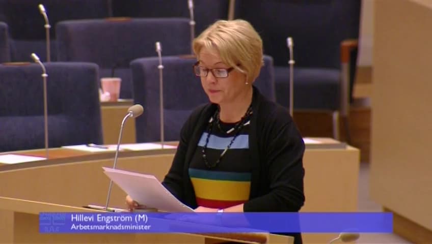 Stillbild från Interpellationsdebatt, Växande andel arbetslösa i fas 3