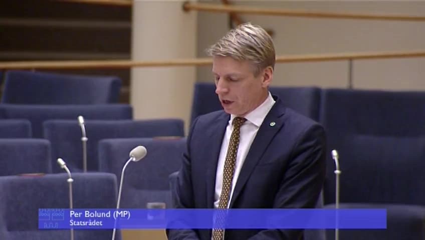 Stillbild från Interpellationsdebatt, AP-fondernas investeringar i det ockuperade Västsahara