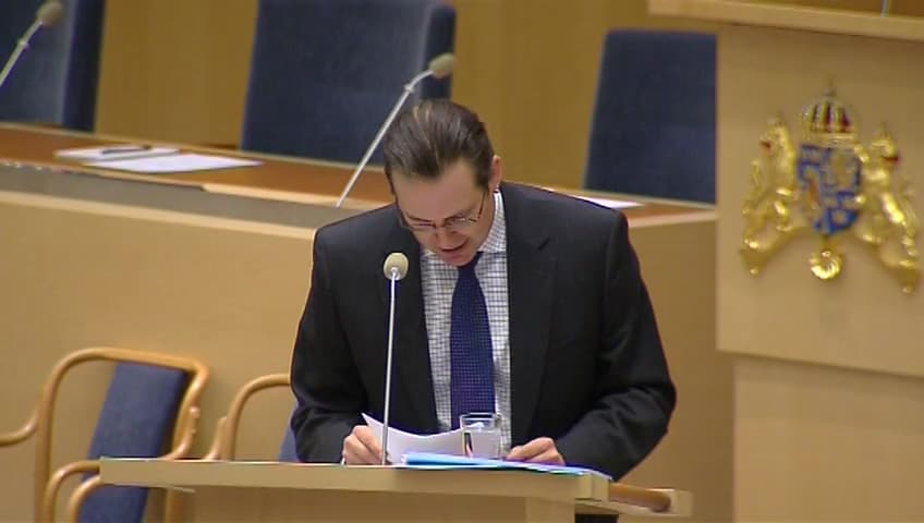 Stillbild från Interpellationsdebatt, Jobbskatteavdragets bristfälliga jobbeffekt