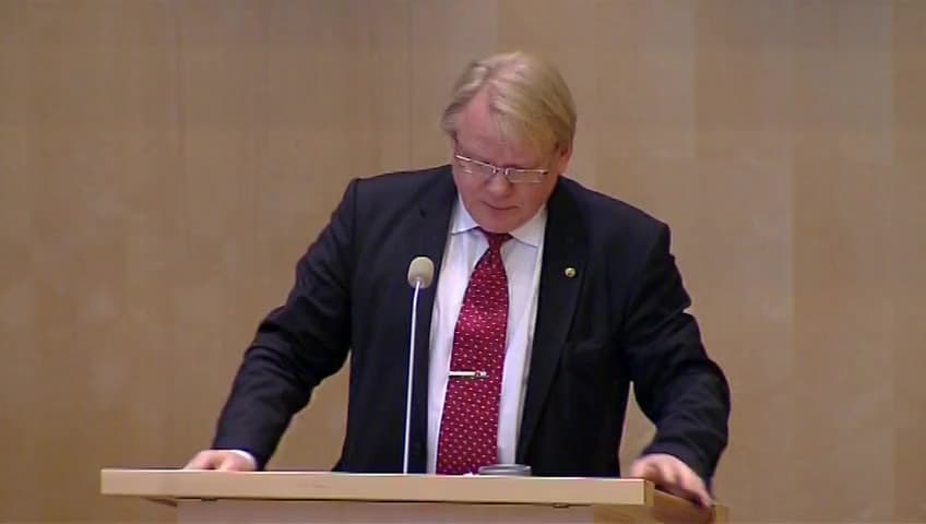 Stillbild från Debatt om förslag, Utgiftsområde 6 Försvar och samhällets krisberedskap – budgetåret 2012