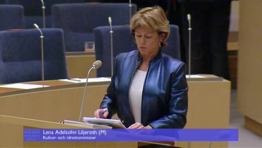 Stillbild från Interpellationsdebatt, Beredningen av proposition om annonstid i radio och tv
