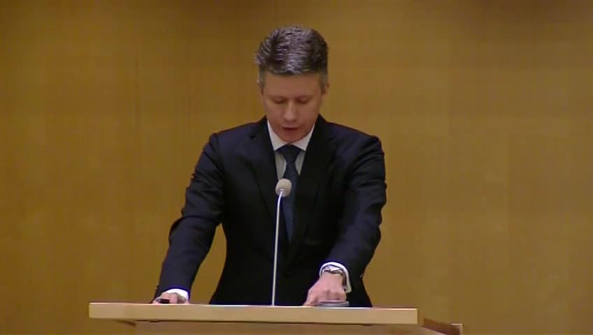 Stillbild från Debatt om förslag, Genomförande av det nya EU-direktivet om bistånd med indrivning samt ändrad beräkning av dröjsmålsavgift i vissa fall