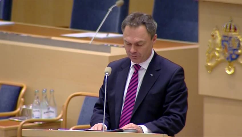 Stillbild från Interpellationsdebatt, Nationellt godkända idrottsutbildningar i gymnasieskolan