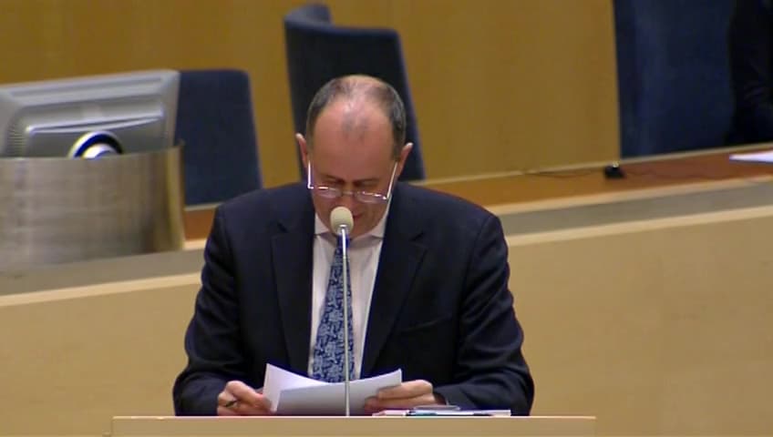 Stillbild från Interpellationsdebatt, Storleken på bankernas investmentbankverksamhet
