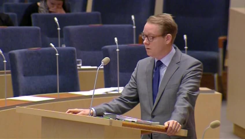 Stillbild från Interpellationsdebatt, Kontroll av villkoren för utländsk arbetskraft