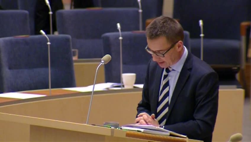 Stillbild från Interpellationsdebatt, Svenskarnas syn på socialförsäkringarna