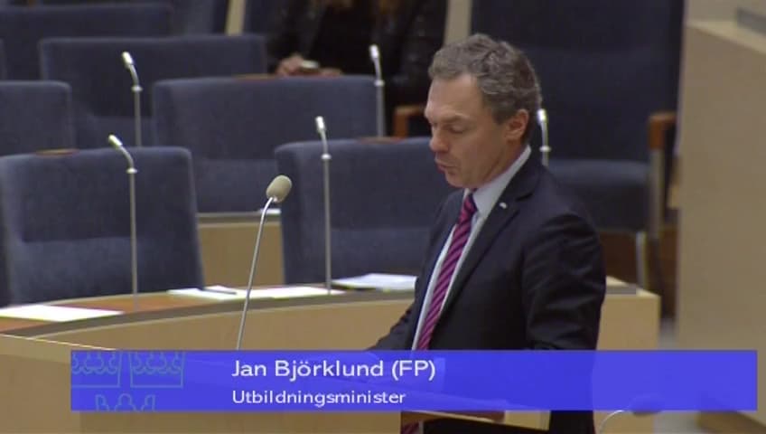 Stillbild från Interpellationsdebatt, Praktisk arbetslivsorientering som en levande del i elevers utbildning