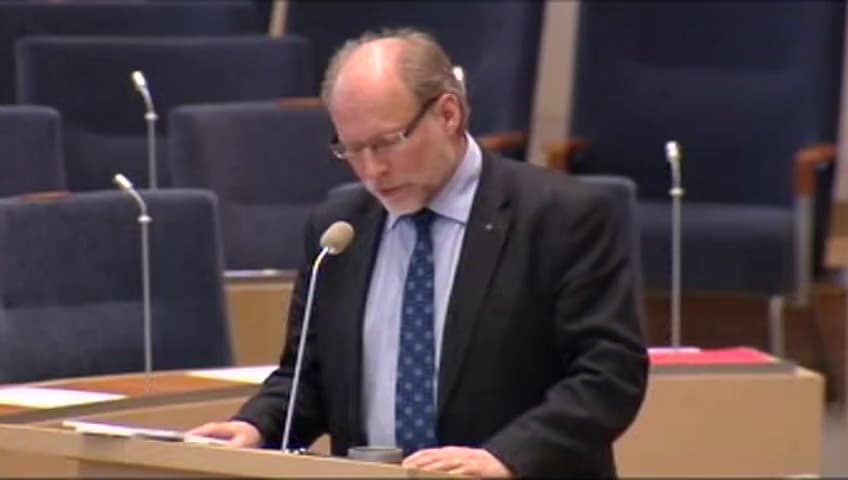 Stillbild från Interpellationsdebatt, Scenkonstarbetares pensionsvillkor