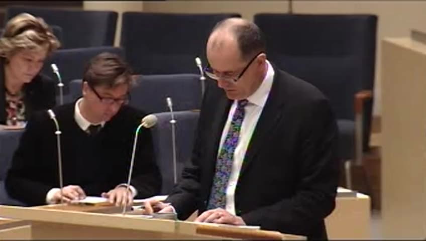 Stillbild från Interpellationsdebatt, Bankernas risker och statens ansvar