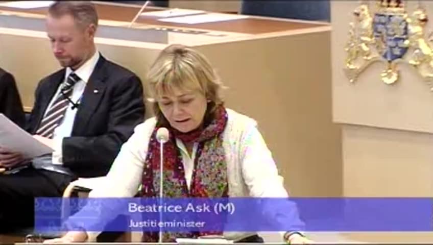 Stillbild från Interpellationsdebatt, Haverikommission i fallet Rossana