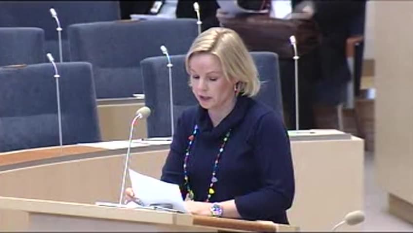 Stillbild från Interpellationsdebatt, Samordning av förtida pensionsuttag och arbetslöshetsersättning