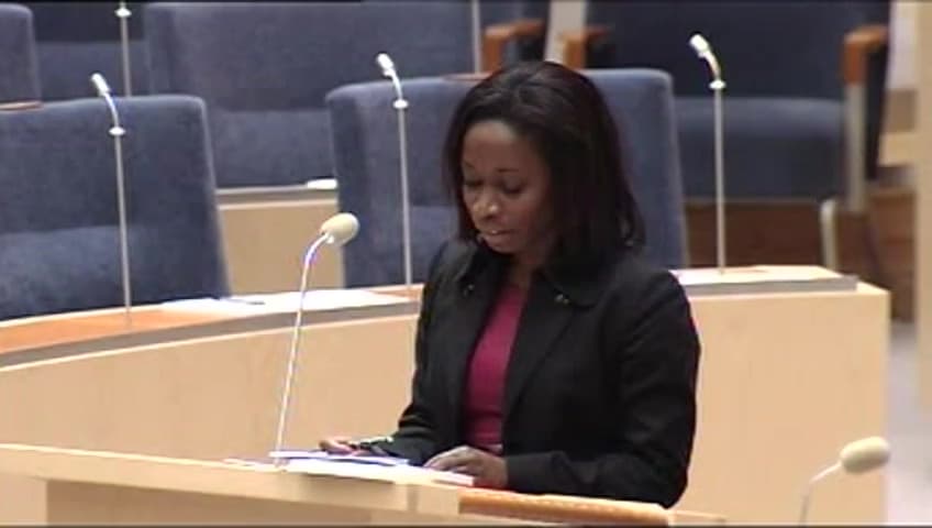 Stillbild från Interpellationsdebatt, Regeringens arbete med jämställdhetsfrågor
