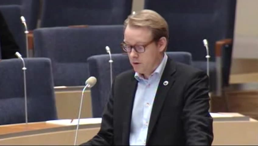 Stillbild från Interpellationsdebatt, Kommunernas ansvar för den nationella flyktingpolitiken
