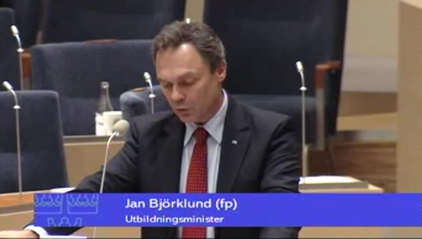 Stillbild från Interpellationsdebatt, Entreprenörskap i gymnasieskolan
