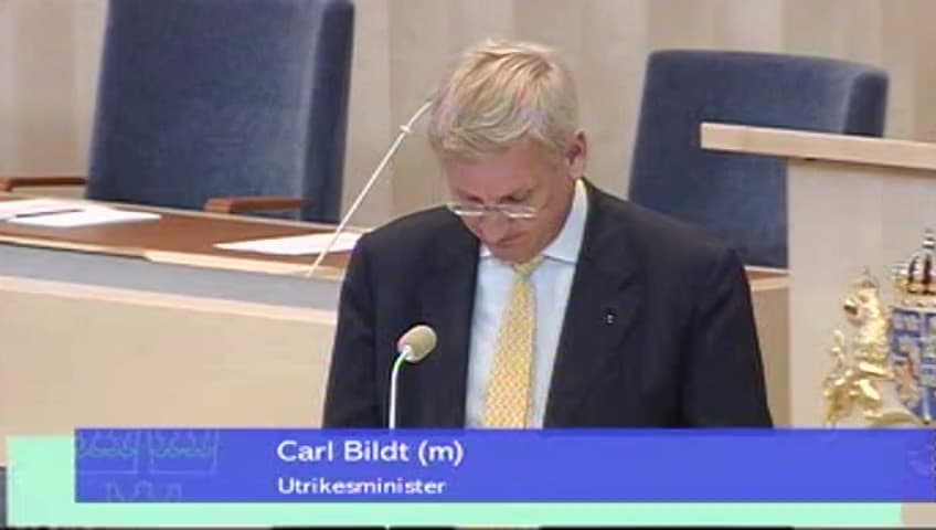 Stillbild från Interpellationsdebatt, Israelisk bosättningspolitik