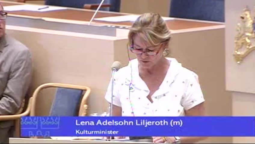 Stillbild från Interpellationsdebatt, Ombyggnad av Nationalmuseum i Stockholm