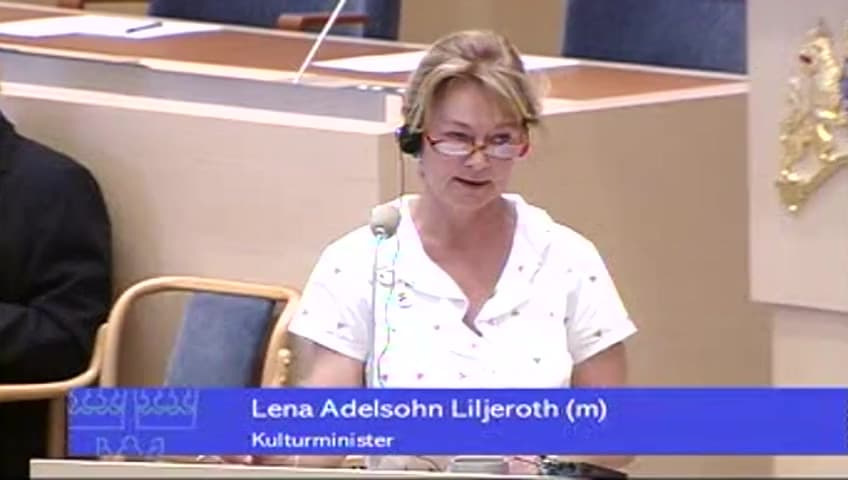 Stillbild från Interpellationsdebatt, Bildkonstnärernas ersättning för utfört arbete