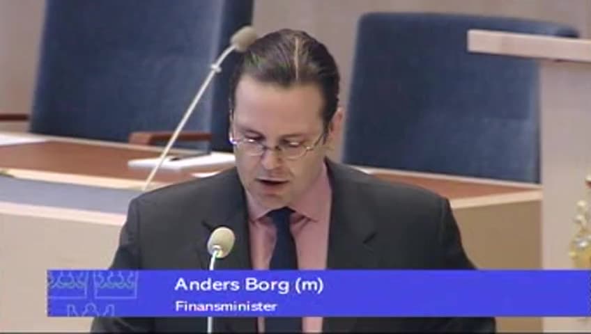 Stillbild från Interpellationsdebatt, Beskrivning av den ekonomiska politiken