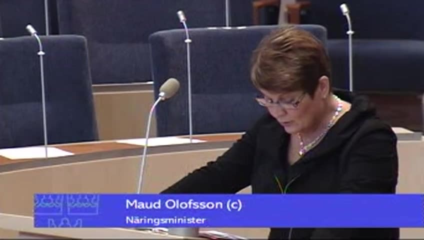 Stillbild från Interpellationsdebatt, Uranbrytning i Sverige med anledning av regeringens utbyggnadsplaner av kärnkraften