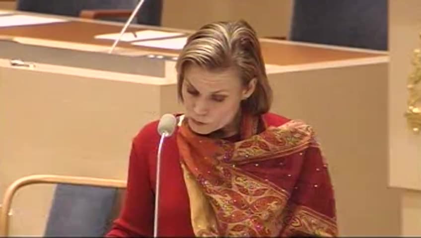 Stillbild från Interpellationsdebatt, Kvinnors deltagande i fredsprocesser