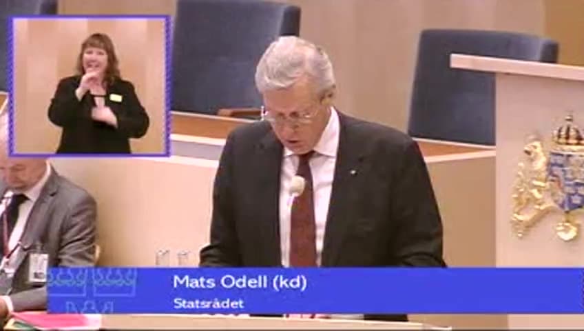Stillbild från Interpellationsdebatt, ROT-avdraget