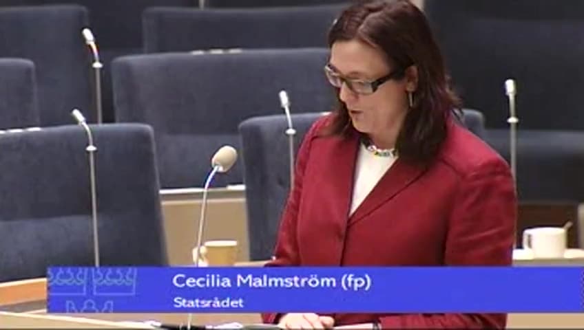 Stillbild från Interpellationsdebatt, Nominering av svensk EU-kommissionär