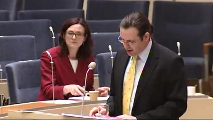 Stillbild från Interpellationsdebatt, Utflaggning och tonnageskatt