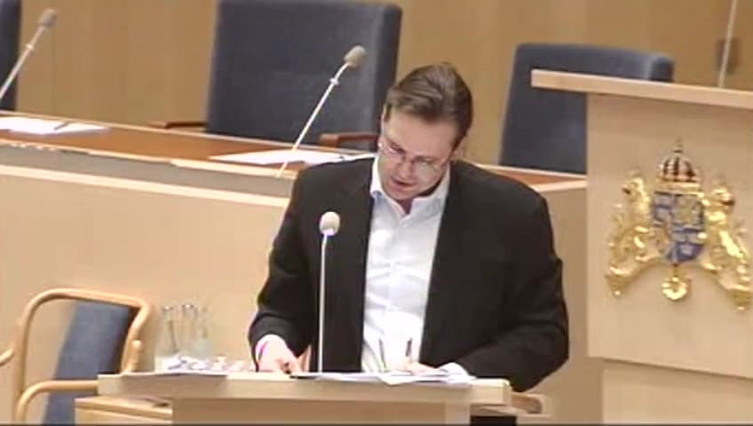 Stillbild från Interpellationsdebatt, Demokratiskt inflytande och kontroll över finanskapitalet