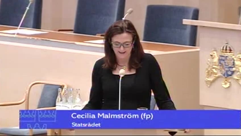 Stillbild från Interpellationsdebatt, Införande av ett socialt protokoll i EU 