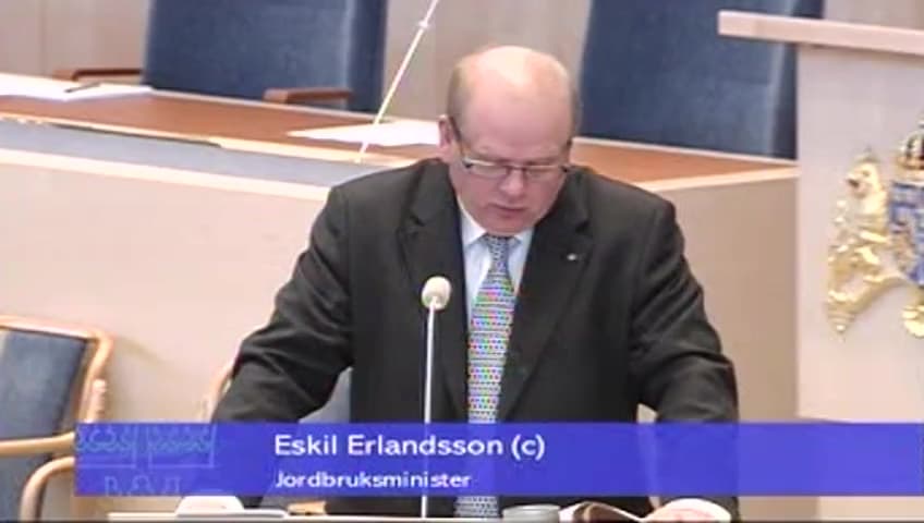 Stillbild från Interpellationsdebatt, EU-definition av betesmark och målet om ett levande odlingslandskap