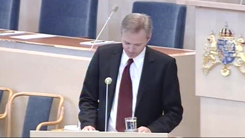 Stillbild från Interpellationsdebatt, Internationell militär test- och övningsverksamhet