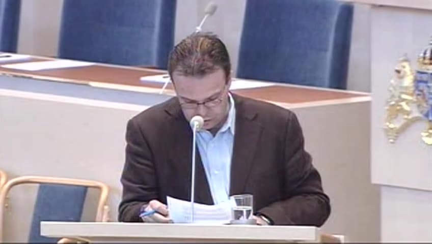 Stillbild från Interpellationsdebatt, Riskanalys av arbetsmiljön
