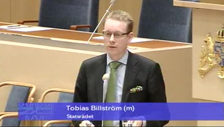 Stillbild från Interpellationsdebatt, Villkor för asylsökande