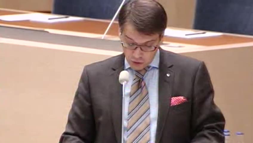 Stillbild från Interpellationsdebatt, Nedläggning av Barnombudsmannen
