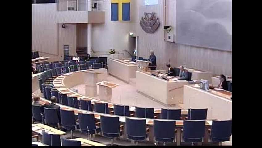 Stillbild från Debatt om förslag, Skatt på trafikförsäkringspremier m.m. (förnyad behandling)