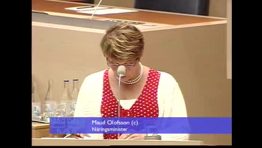 Stillbild från Interpellationsdebatt, Sämre villkor för småföretagen och omvänd regionalpolitik