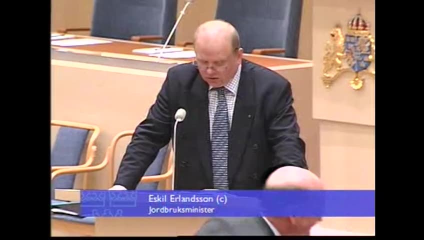 Stillbild från Interpellationsdebatt, Konsumtion i ekologisk riktning