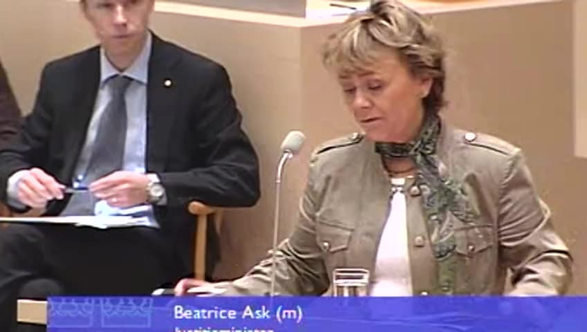Stillbild från Interpellationsdebatt, Planerad omorganisation av rättsväsendet i Gävleborg