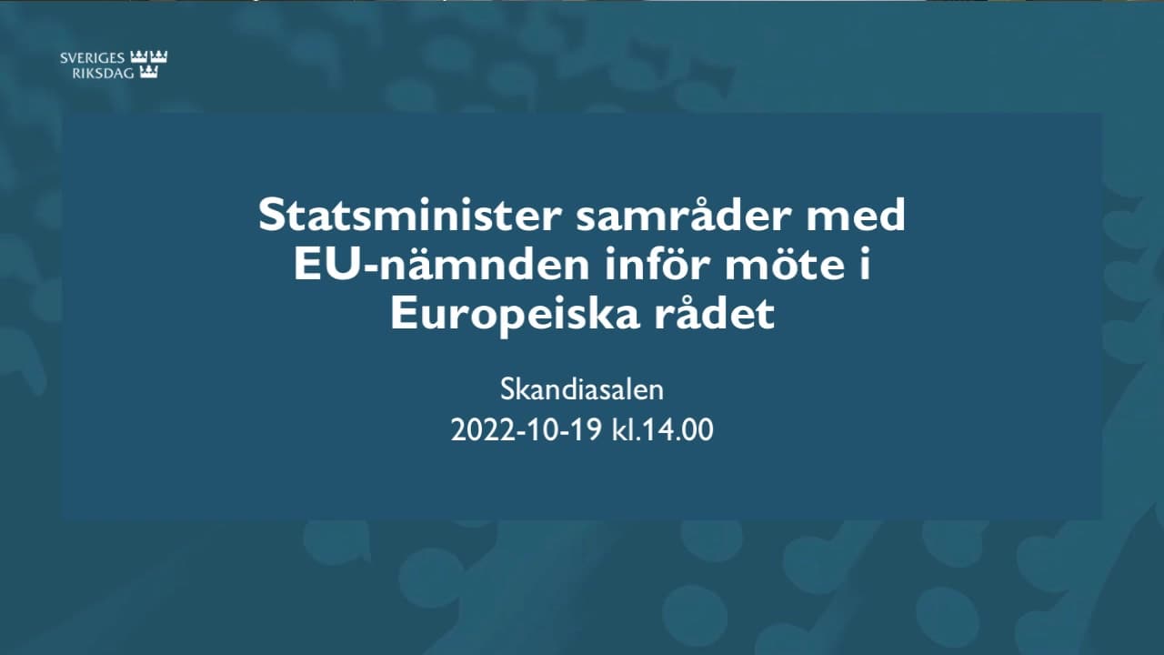 Stillbild från Öppet samråd, Öppet sammanträde i EU-nämnden