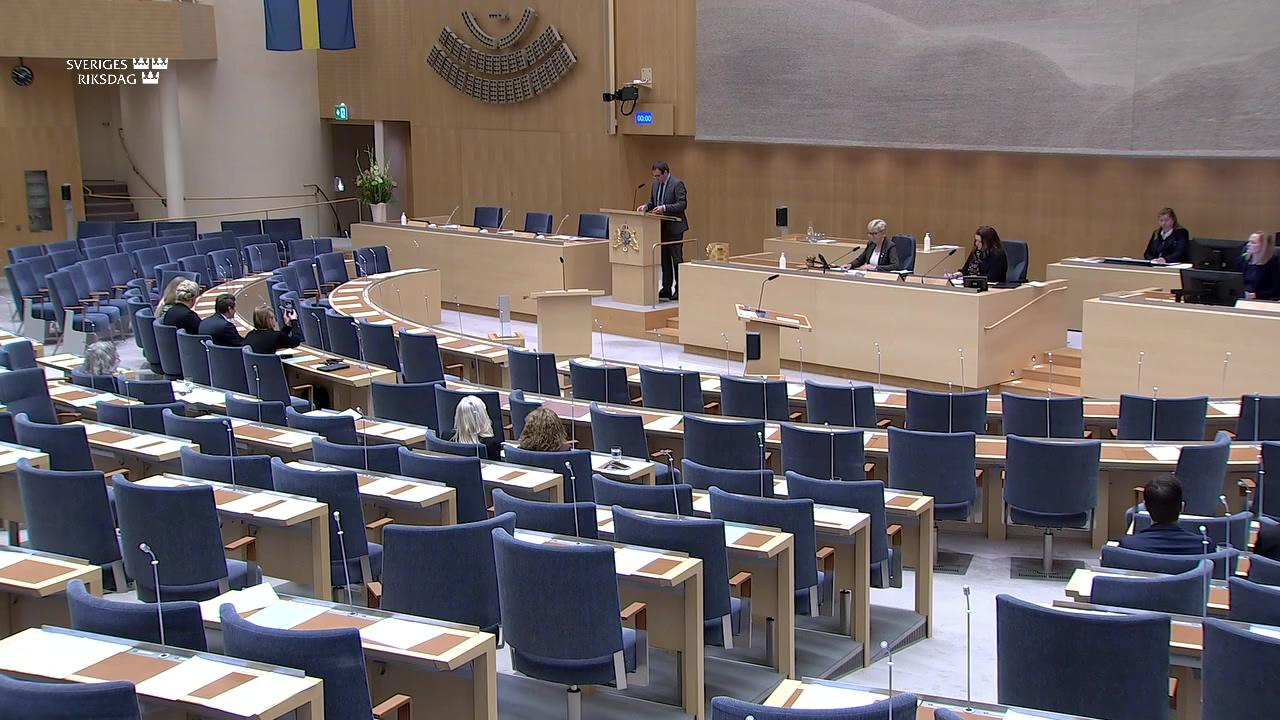 Stillbild från Debatt om förslag, BNP-indexering av skatterna på kemikalier i viss elektronik och avfallsförbränning