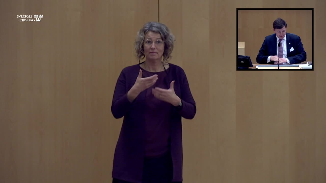 Stillbild från Budgetdebatt, Debatt med anledning av budgetpropositionens avlämnande - teckenspråkstolkad