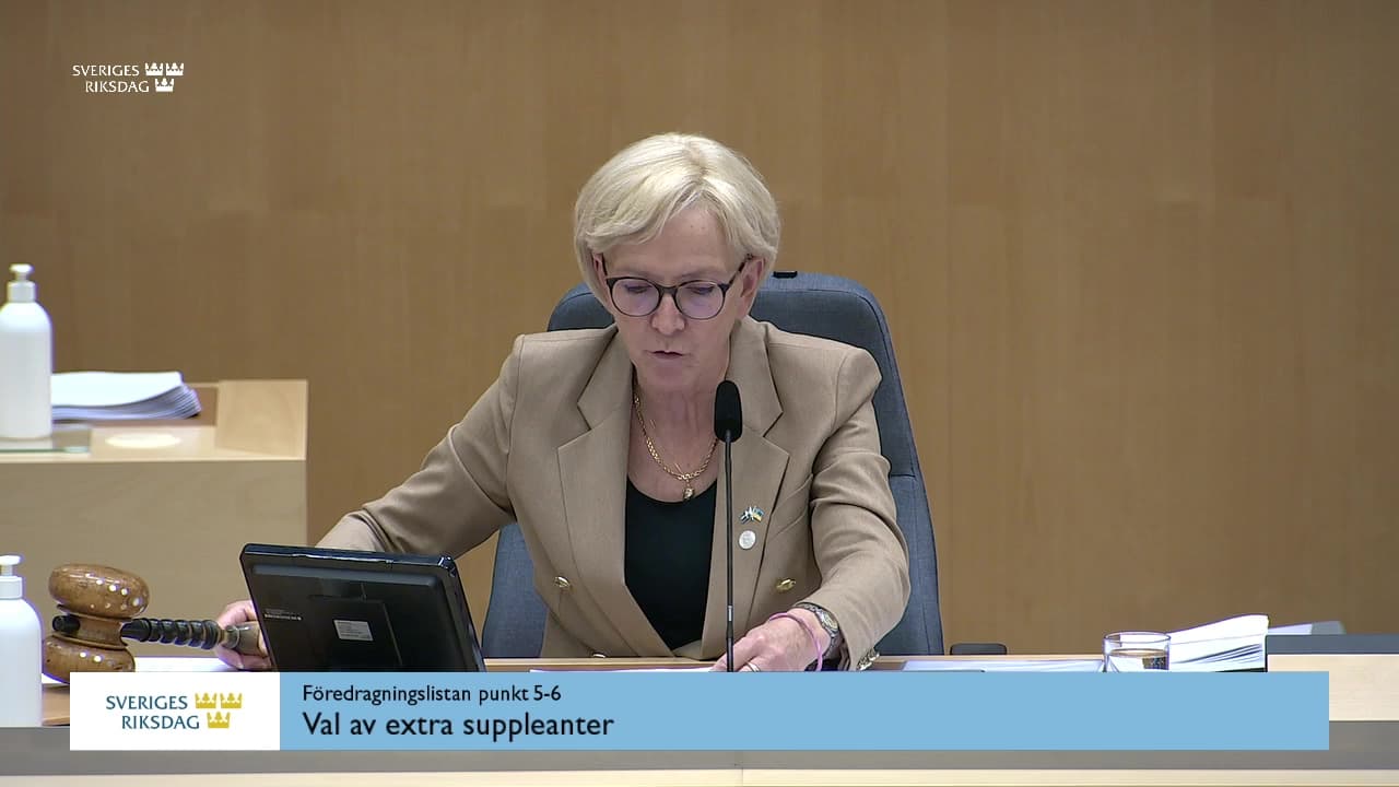 Stillbild från Övrigt kammaren, Val av extra suppleanter