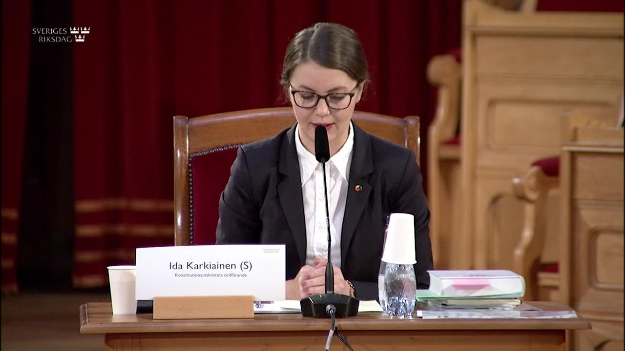 Stillbild från Öppet sammanträde, Öppet sammanträde i KU om JO:s verksamhet