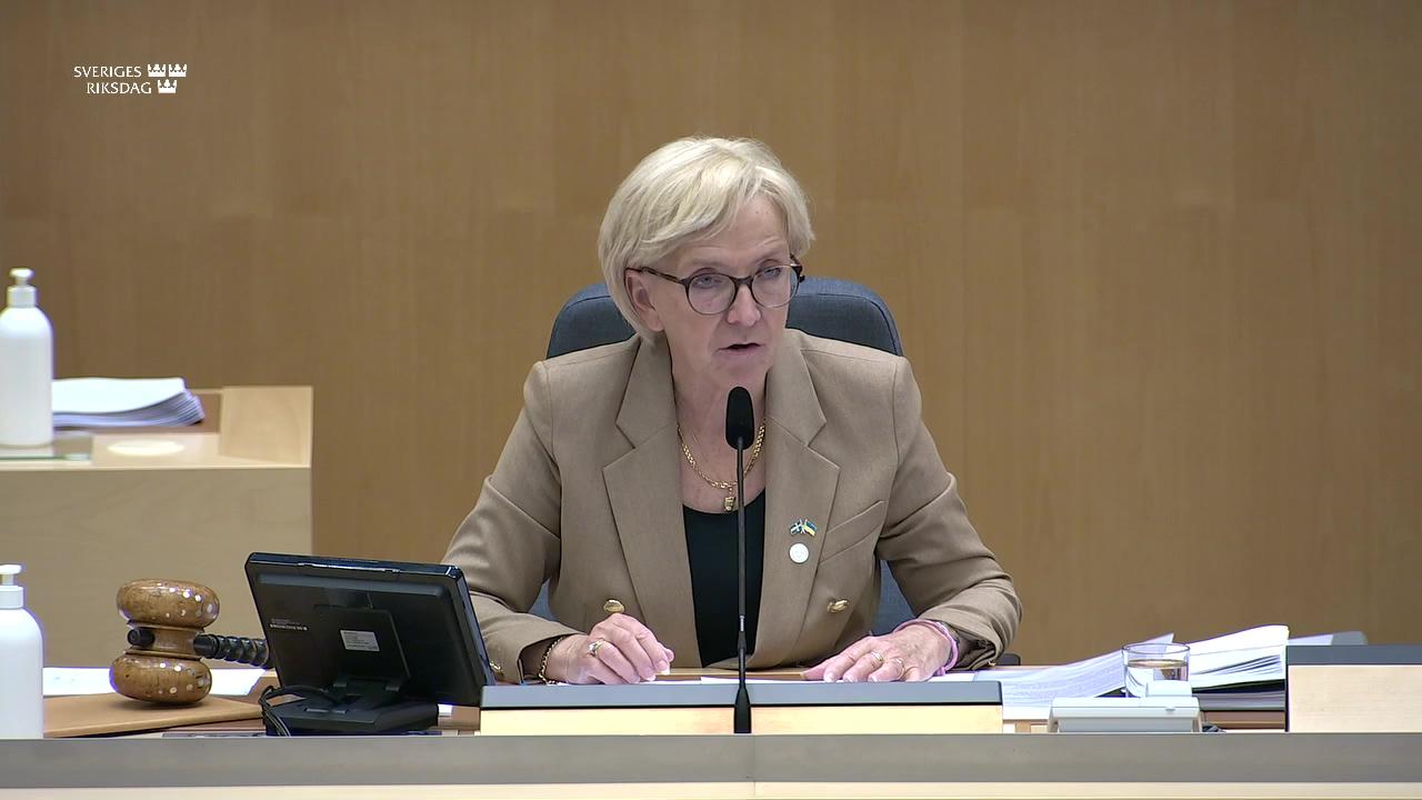 Stillbild från Debatt om förslag, 2019 års riksdagsöversyn (vilande grundlagsförslag m.m.)