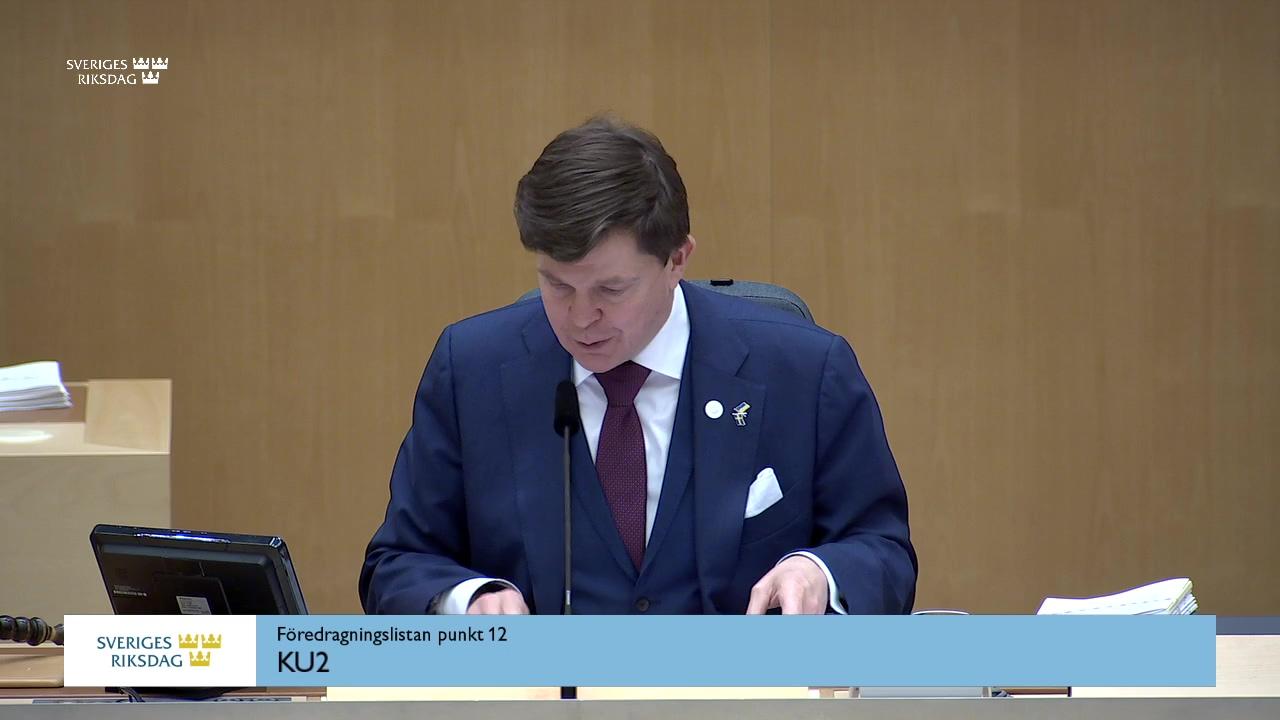 Stillbild från Debatt om förslag, En ny beteckning för kommuner på regional nivå och vissa frågor om regionindelning (vilande grundlagsförslag)