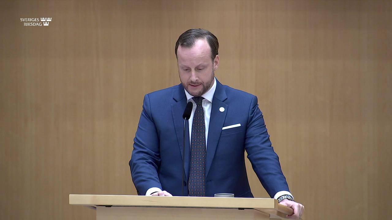Stillbild från Debatt om förslag, Redovisning av fördelning av medel från Allmänna arvsfonden under budgetåret 2021