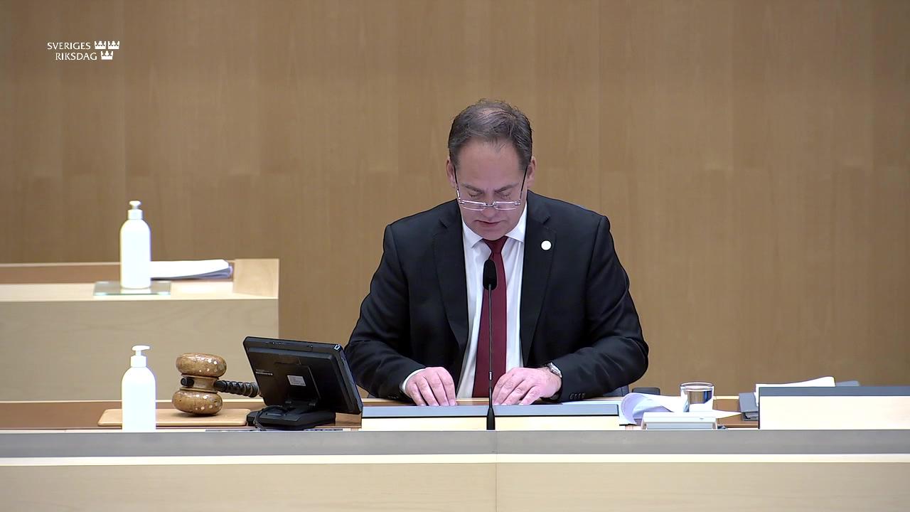 Stillbild från Debatt om förslag, Ett oberoende tvistlösningsförfarande för kollektiva hyrestvister