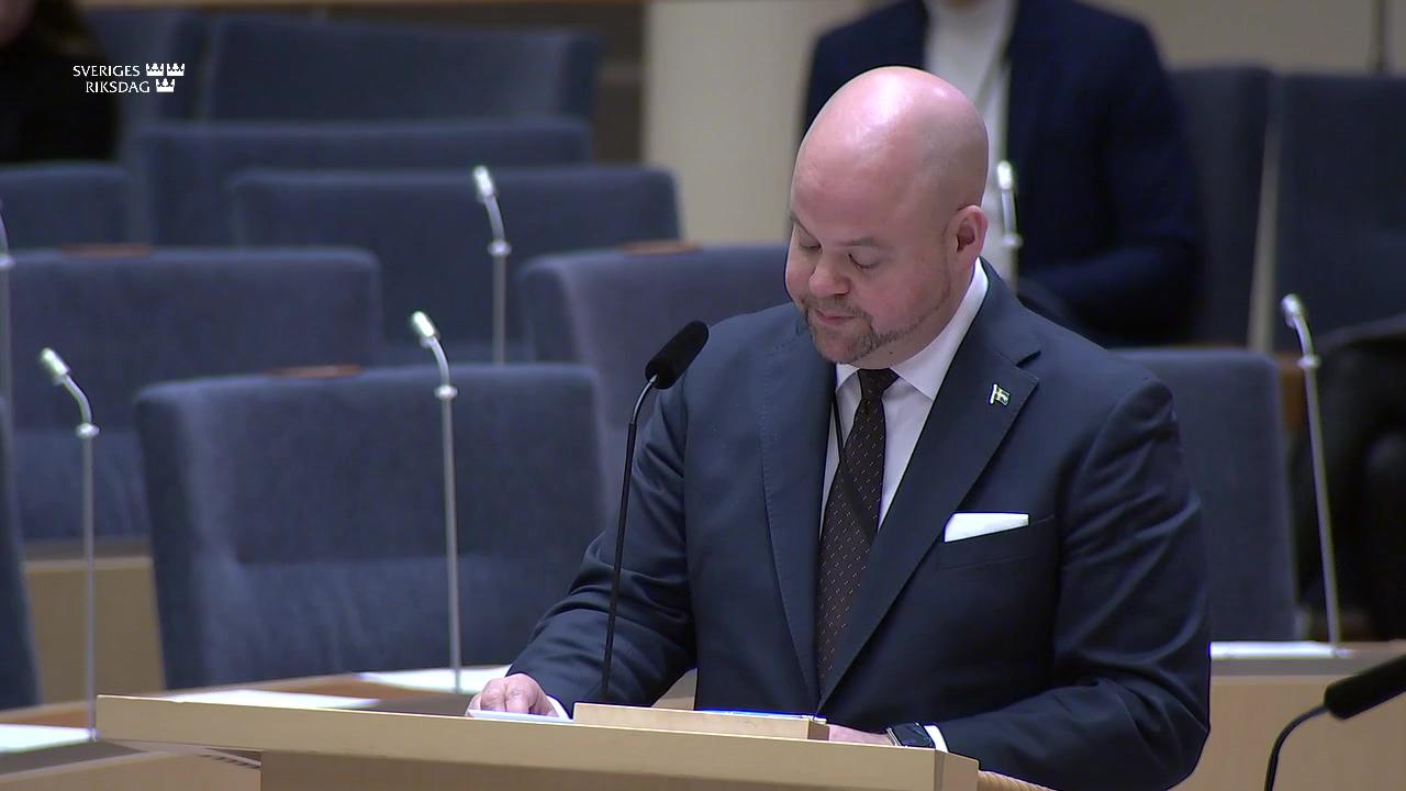 Stillbild från Interpellationsdebatt, Sveriges gröna basnäringar och deras konkurrenskraft