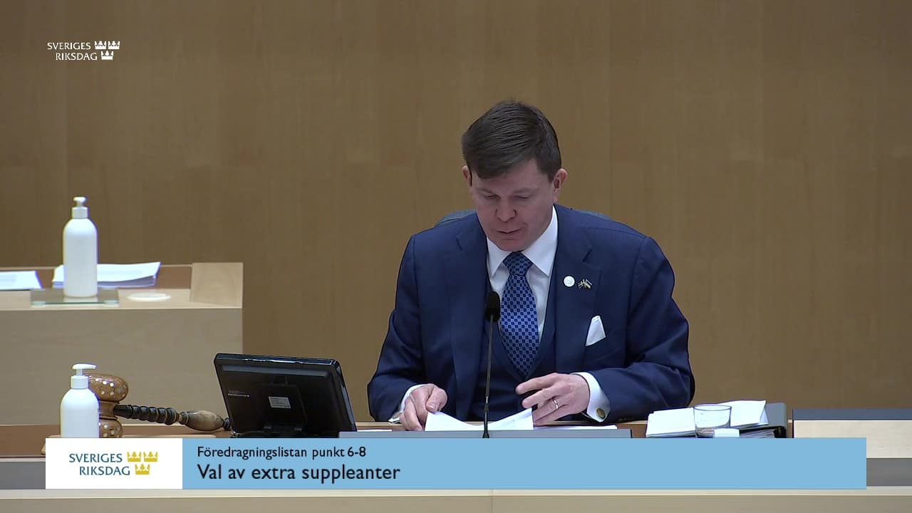 Stillbild från Övrigt kammaren, Val av extra suppleanter
