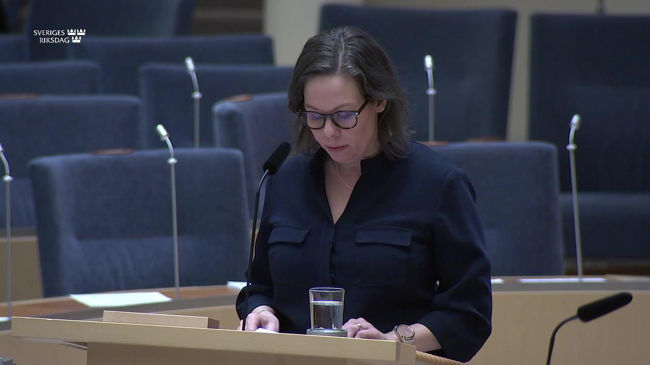 Stillbild från Interpellationsdebatt, Ukrainska flyktingar som tvingas till prostitution